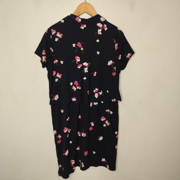 J Jill Floral Dress Stretch Knit Button Front - Picture 6 of 8